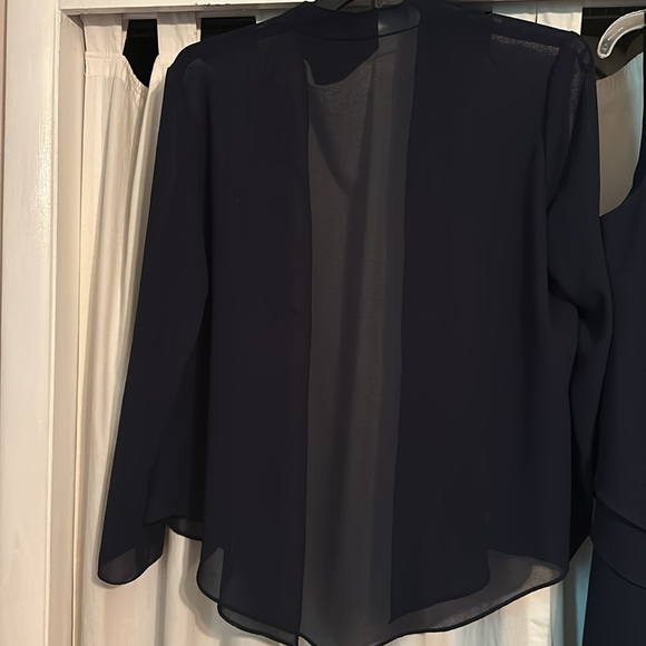 R M Richards Two piece tea length formal dress, size 16, dark blue. - Picture 4 of 8